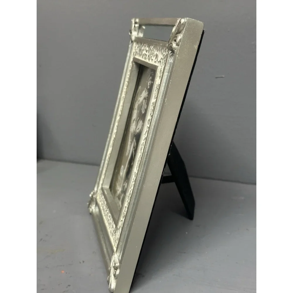 Burnes of Boston 4x6 Silver Mirrored Mosaic Picture Frame Ornate Decorative